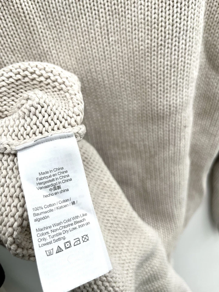 J. Suéter Crew Oarsman Para Hombre Grande CREMA MARFIL Cuello Redondo Tejido Pescador Foto 4 de 4