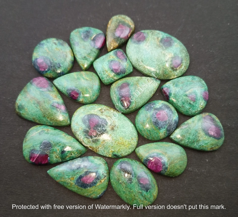 100 CARAT Natural Ruby Fuchsite Stone Cabochon, 3-4 Piece, Loose Gemstone Lot - Image 3 of 4
