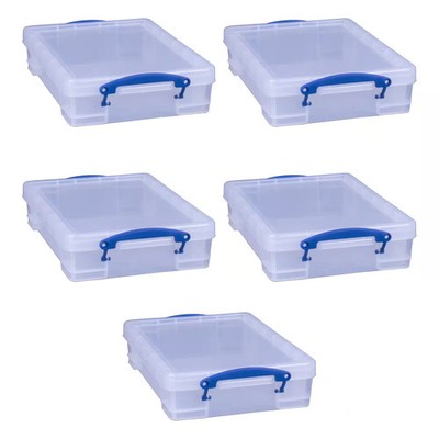 Really Useful Box - 4L Storage Container with Lid and Clip Lock Handles, (5 Pack