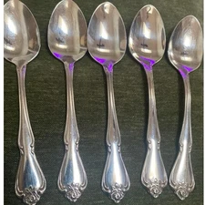 Oneida ARBOR ROSE True Rose Rogers Spoon Stainless Steel flatware Set of 5