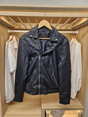 HERREN ALLSAINTS LOMI XS XSMALL SCHWARZ SCHAFLEDER BIKER JACKE MANTEL