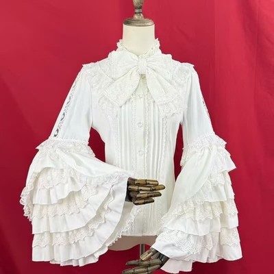 Japanese women Lolita Ruffled Long Sleeve blouse Shirt Gothic Top