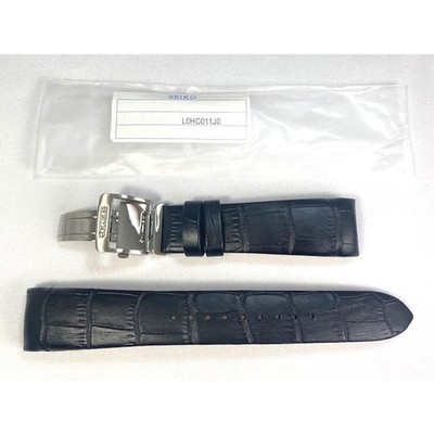 Seiko Premier L0HC011J0 Genuine Leather Strap 22mm Calfskin Embossed Black New