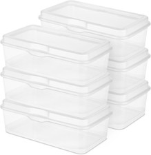 6-Pack Rectangular Large FlipTop Clear Plastic Storage Box W/ Hinged Lid
