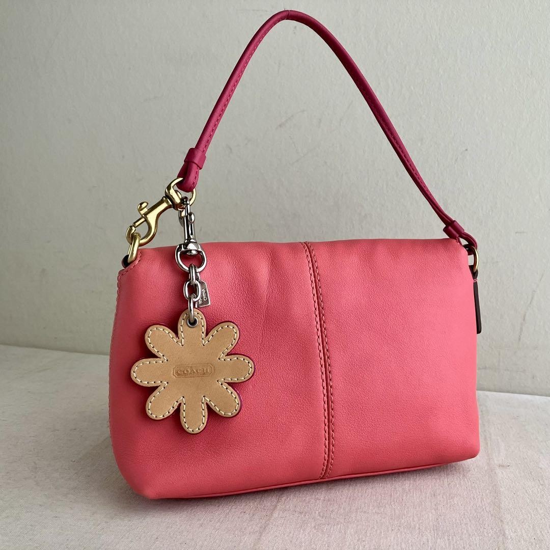 Coach Pink Leather Kiss Lock Handbag Y2K Used From Japan | eBay