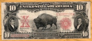 $10 Series 1901 Bison United States Note in nice circulated condition