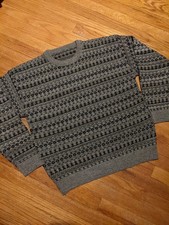 Vintage 90s Men's Gray Geometric Woven Sweater sz L