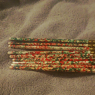 Lot of 9 Empire No. 2 Wood Pencils w/ Erasers Gold Tone Caps RGB Pattern