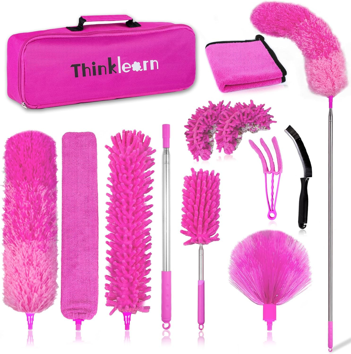 For Cleaning,14pcs Feather Dusters With Extension Pole,bendab