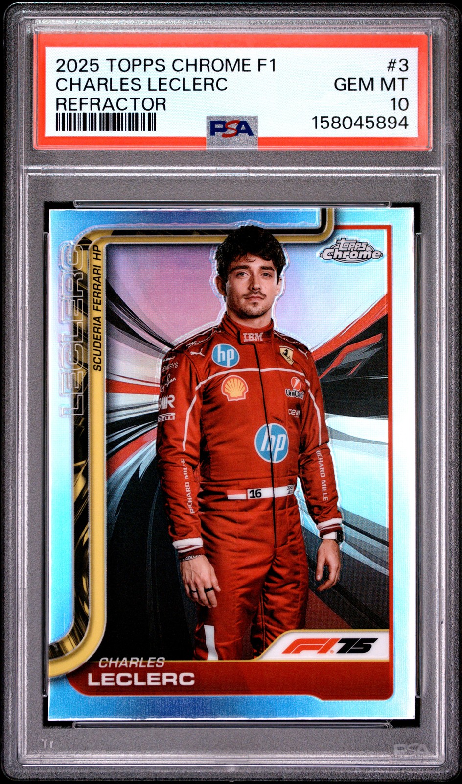 2025 TOPPS CHROME FORMULA 1 REFRACTOR #3 CHARLES LECLERC PSA 10