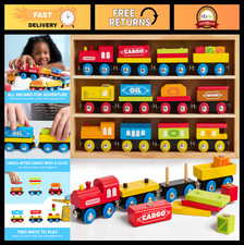 Montessori Wooden Magnetic Train Toy Set, 12PCS STEM Educational Gift for Kids 3