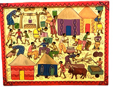 Quadro africano Johannesburg Rosebank attività di mercato 2011 firmato Tendai