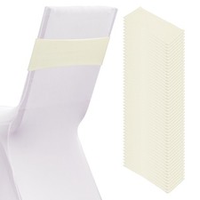 50 Pcs Spandex Chair Sashes Bows with Slider Buckle, Dark White
