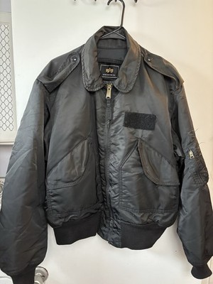 Men s Vintage Alpha Industries Flyer's CWU-45/P Bomber Flight Jacket Black Sz L