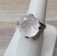 Sterling Silver Faceted Rose Quartz Ring Size 7 925 FP 6.72g Elegant Design