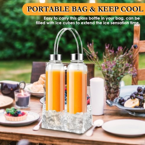 6 Stück Glas Saft Flaschen mit Deckel 18 Oz Klar, Wiederverwendbare Wasserflaschen mit St - Bild 6 von 9
