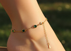 Round Emerald Green Charm Anklet | 18K Gold Minimalist Jewelry For Her — photo 4
