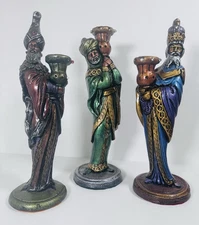 Rare Vintage Three Wise Men 14” Candle Holders