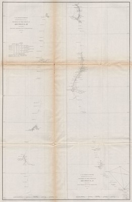 PAZIFIK NORDWESTKÜSTENKARTE.Oregon.Washington bis Tillamook Bay.USCGS 1870 Karte