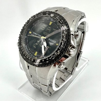 Pulsar NX14-X001 World Time Alarm Chronograph Uhr - Analog Digital