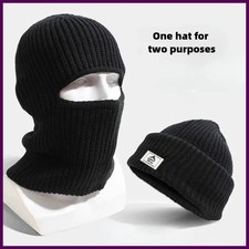 Winter 2-in-1 Beanie Mask Knitted Balaclava Windproof Ski Hat