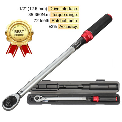 Torque Wrench 1/2-Inch Drive Click 25.83~258.3 Ft-Lb/35-350 Nm ±3% Precision USA