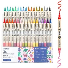 Grabie 72 Colors Paint Markers, Dual-Color Acrylic Pens with 36 Brush Tips, D