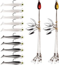 Alabama Rig A-Rig Fishing Lures Kit – 2 Rigs 10 Jig Heads & Swimbaits Tackle Box