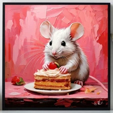 ORIGINAL Oil PAINTING on Canvas Mouse Textured Art 8x8 in  Impasto Custom Order