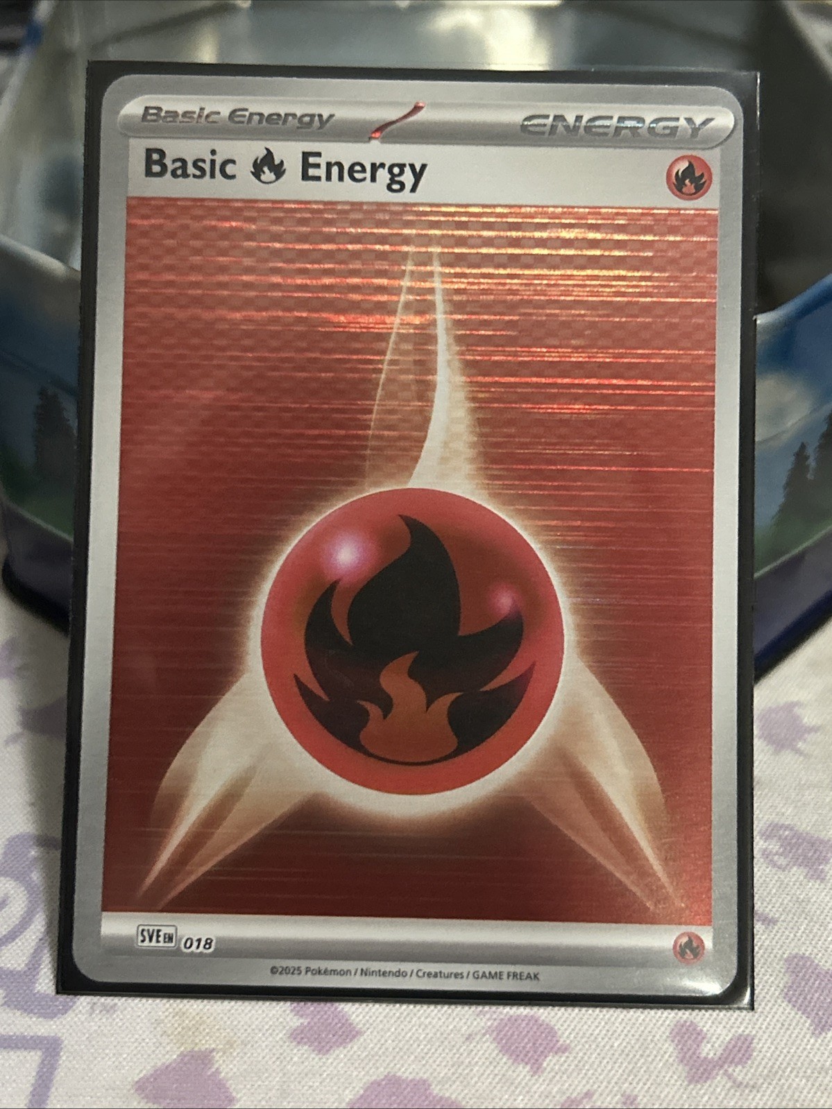 2025 Pokemon TCG Basic Fire Energy 018 Black Bolt White Flare Holo Card NM