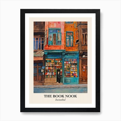 Instanbul Book Nook Bookshop 4 Post Framed Wall Art Poster Canvas Print Picture