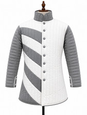 Medieval Quilted Gambeson Armor Jacket White Grey Historical Reenactment