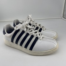 K-Swiss Classic Leather Low Top Sneakers White Navy Men s US 10.5