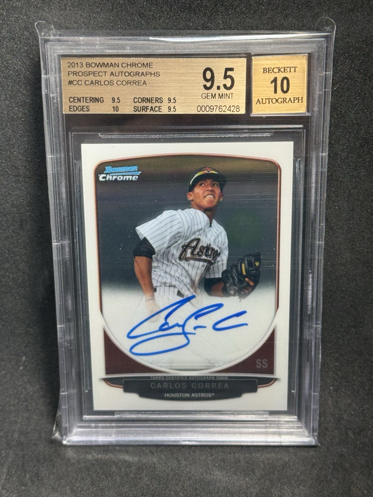 CARLOS CORREA 2013 BOWMAN CHROME #BCP-CC BGS 9.5 / 10 Auto