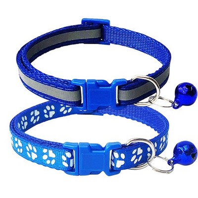 CHBORCHICEN 2-Pack Footprint & Reflective Cat Collar with Bell X-Small, Blue