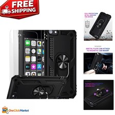 iPod Touch 7/6/5 Heavy Duty Case with Kickstand 2 HD Screen Protectors, Black