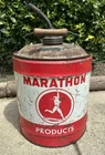 Vintage Marathon Oil 5 Gallon Can Marathon Runner Red Advertising Gas Sign