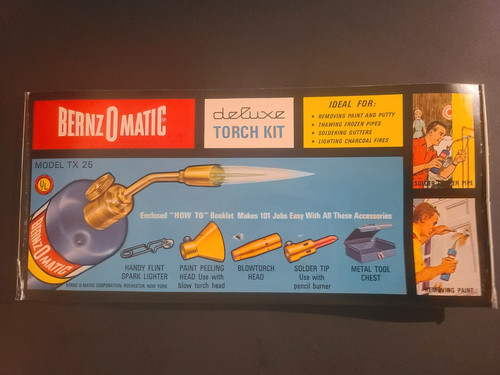 Vintage Bernzomatic Deluxe Torch Kit TWO DUAL SIDED Cardboard Packaging Sleeve