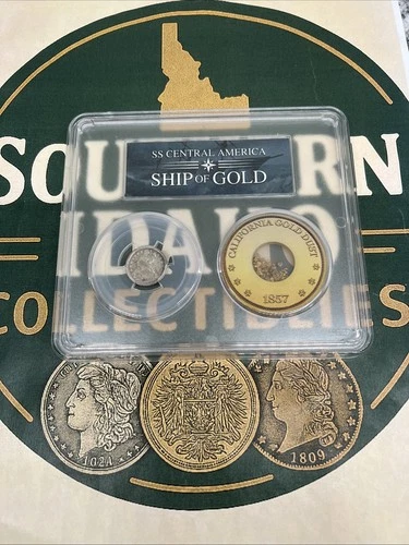 SS CENTRAL AMERICA SHIPWRECK 1853 O SEATED LIBERTY DIME PCGS VF25 W/ GOLD PINCH