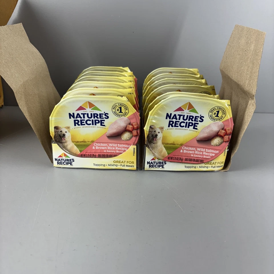 Nature's Recipe pollo sin granos, salmón salvaje y arroz integral en caldo 2,75 12 paquetes Foto 3 de 3