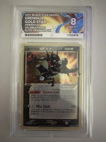 Pokémon TCG Greninja Gold Star SWSH144 25th Celebrations Ace Graded 8
