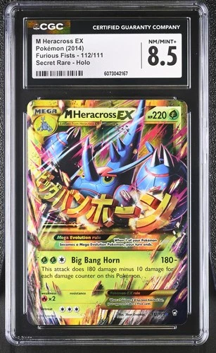CGC 8.5 M Heracross EX 2014 Furious Fists 112/111 Secret Rare Holo Pokemon Card