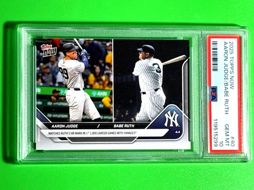 PSA 10 Gem Mint Aaron Judge/Babe Ruth 2025 MLB Topps NOW® Ruth HR Mark #40**6299