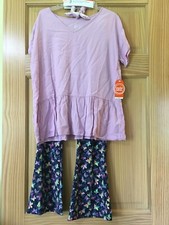 NWT Wonder Nation Baby Doll Top Wide Leg pants Outfit Scrunchie 3 pc Set