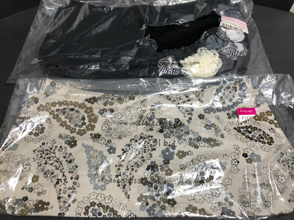 2 Faldas Monedero Thirty One Negro Blanco Flores y Gris Floral Paisley Nuevo Paquete Abierto Foto 3 de 4