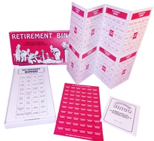 Retirement Bingo Game Forum Novelties 1993 COMPLETE Unused Cards Markers Vintage