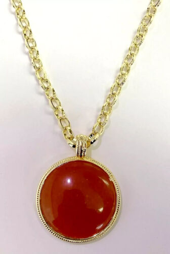 HSN Connie Craig Carroll Goldtone Layla Carnelian Gemstone Pendant Necklace