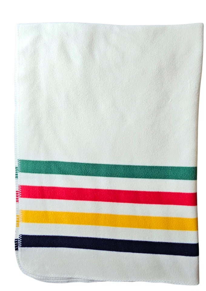 Pre-owned Hudson's Bay HBC Stripes Multistripe Polar Fleece Throw 50"W x 70"L - Image 3 of 4