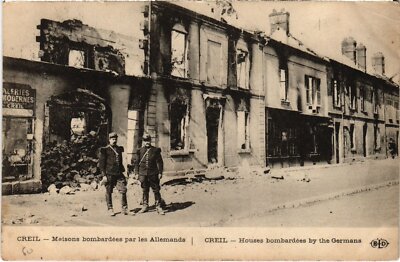 Old postcard Creil Maison Bombardée Guerre (1187194)