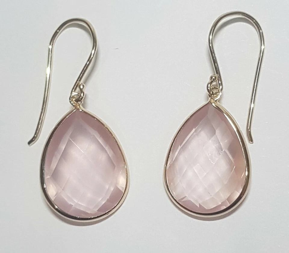 Topacio ahumado colgante de oro amarillo de 14k 12x16 a cuadros en forma de pera Foto 4 de 4